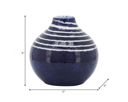 Sagebrook 5" Ceramic Primeval Vase - Blue