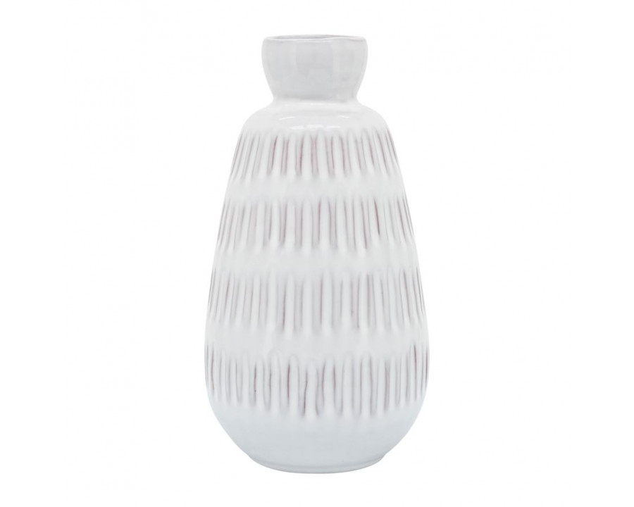 Sagebrook - 8" Ceramic Dimpled Vase in White