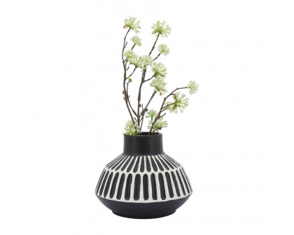 Sagebrook 6" Ceramic Tribal Vase - Black