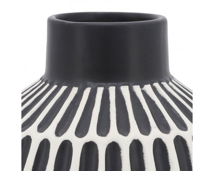 Sagebrook 6" Ceramic Tribal Vase - Black