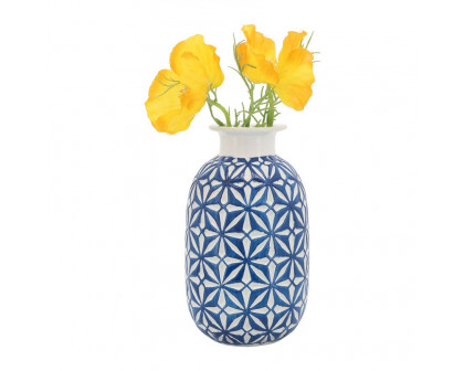 Sagebrook 8" Ceramic Daisy Vase - Blue