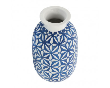 Sagebrook 8" Ceramic Daisy Vase - Blue