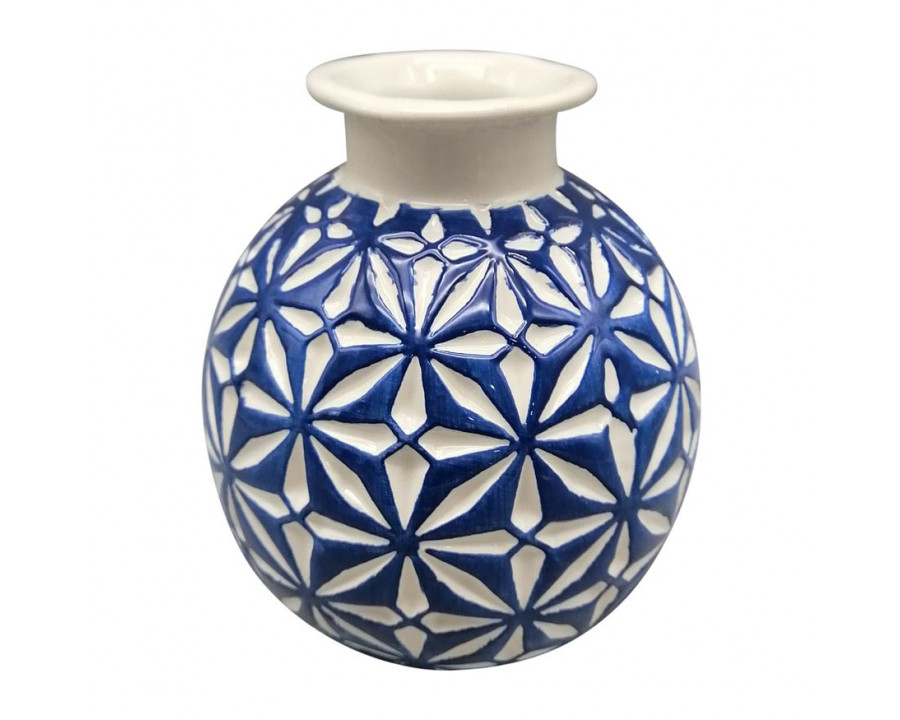 Sagebrook 6" Ceramic Daisy Vase - Blue