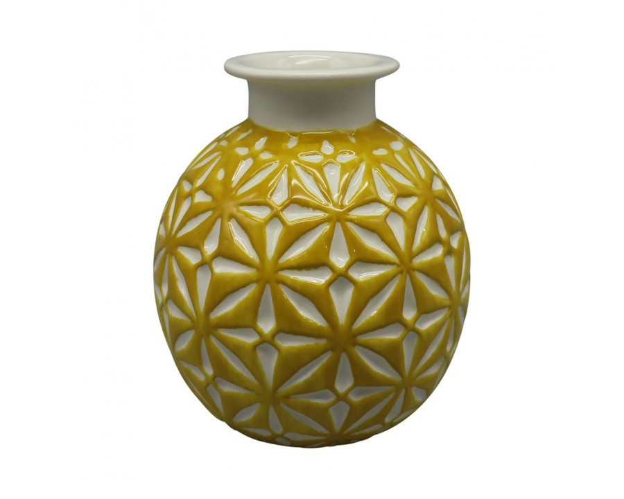 Sagebrook 6" Ceramic Daisy Vase - Mustard