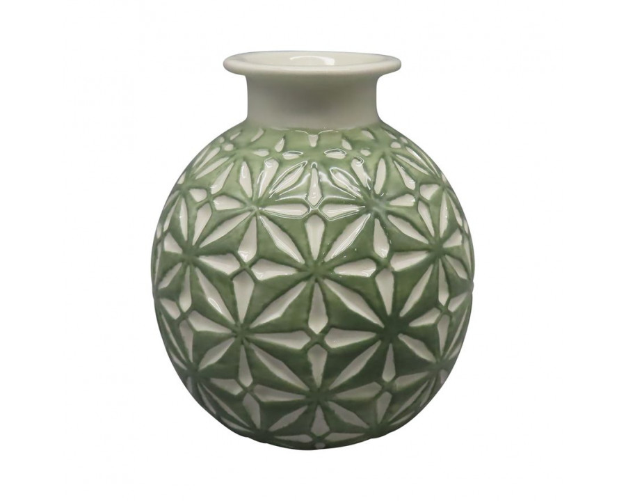 Sagebrook 6" Ceramic Daisy Vase - Dark Sage