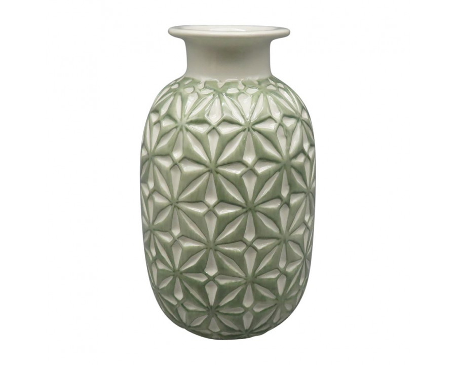 Sagebrook 8" Ceramic Daisy Vase - Dark Sage