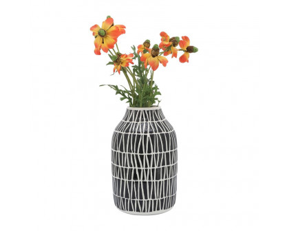 Sagebrook 7" Ceramic Tribal Vase - Black