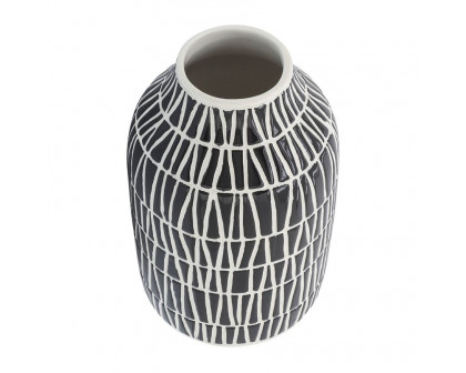 Sagebrook 7" Ceramic Tribal Vase - Black