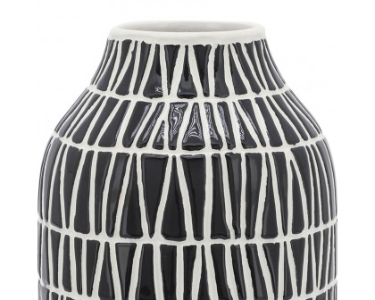 Sagebrook 7" Ceramic Tribal Vase - Black