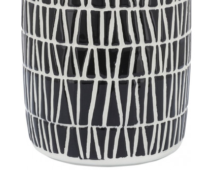 Sagebrook 7" Ceramic Tribal Vase - Black