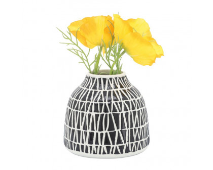 Sagebrook 5" Ceramic Tribal Vase - Black