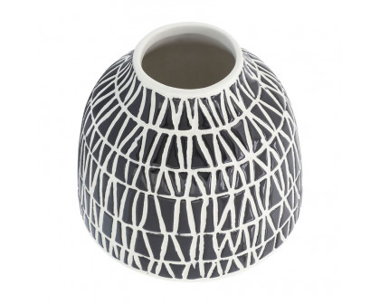 Sagebrook 5" Ceramic Tribal Vase - Black