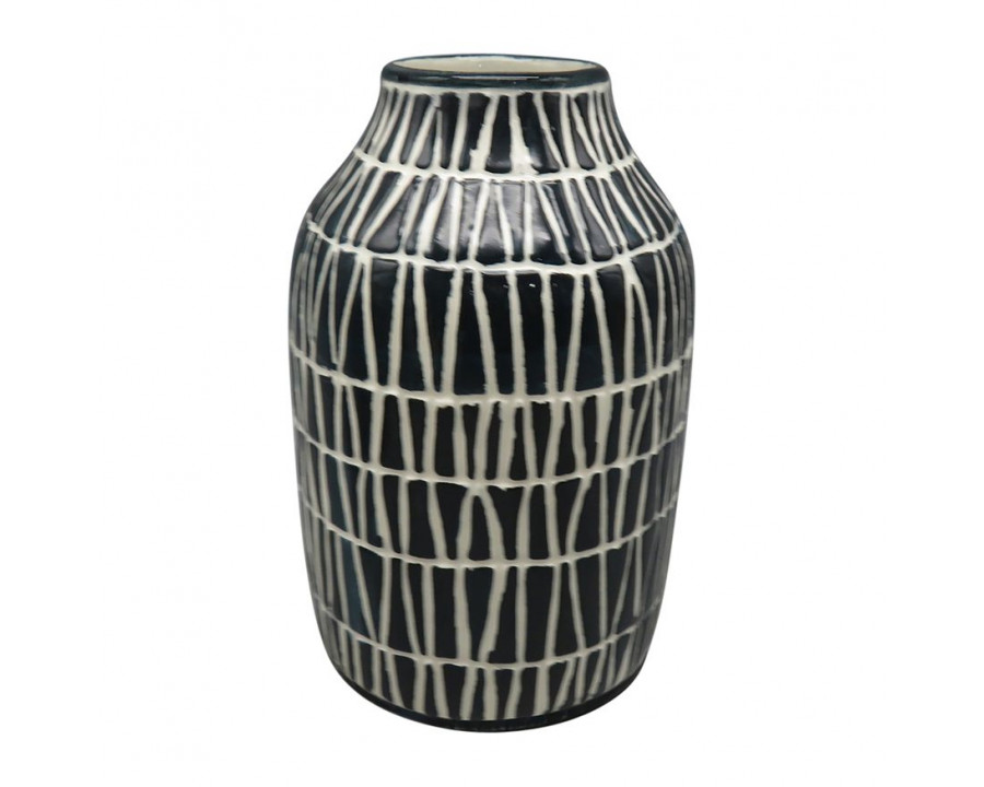 Sagebrook 7" Ceramic Tribal Vase - Blue