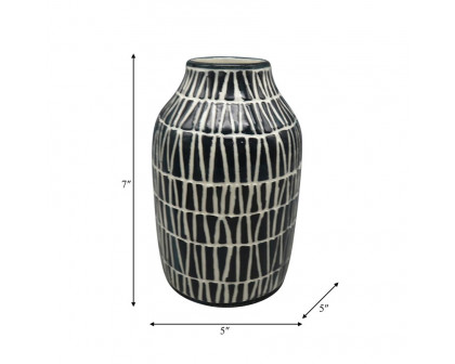 Sagebrook 7" Ceramic Tribal Vase - Blue