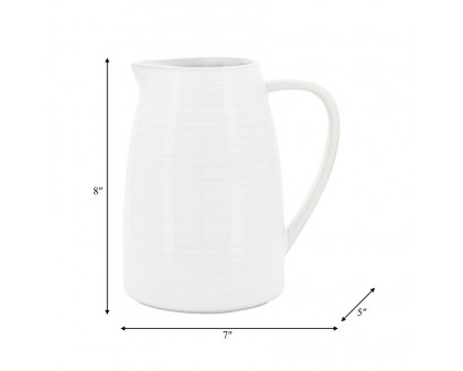 Sagebrook - 8" Ceramic Pitcher in White