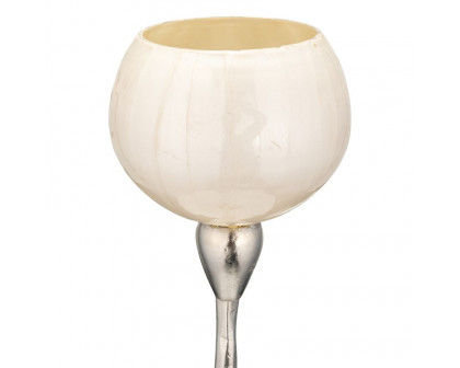 Sagebrook 24" Glass Tealight Holder - Pearl White