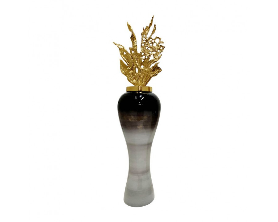 Sagebrook 43" Metal Vase With Leaf Like Lid - Multi