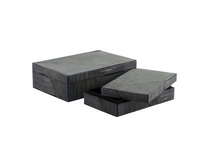 Sagebrook - 10"/12" Resin Pinstripe Boxes (Set Of 2) in Navy