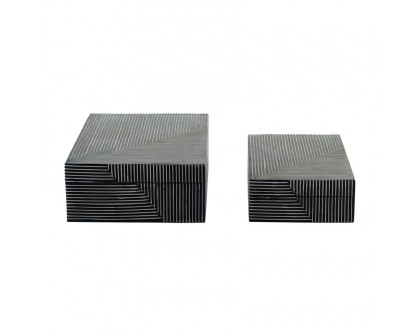 Sagebrook - 10"/12" Resin Pinstripe Boxes (Set Of 2) in Navy