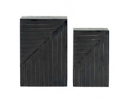 Sagebrook - 10"/12" Resin Pinstripe Boxes (Set Of 2) in Navy