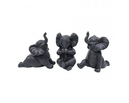 Sagebrook 6" Resin Stone Look Yoga Elephant (Set Of 3)