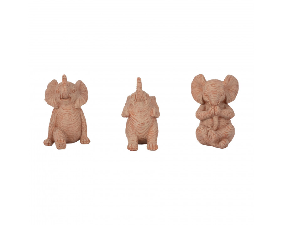 Sagebrook 6" Resin Stone Look Yoga Elephant (Set Of 3) - Natural