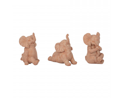 Sagebrook 6" Resin Stone Look Yoga Elephant (Set Of 3) - Natural