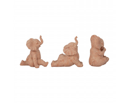 Sagebrook 6" Resin Stone Look Yoga Elephant (Set Of 3) - Natural