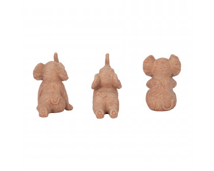 Sagebrook 6" Resin Stone Look Yoga Elephant (Set Of 3) - Natural