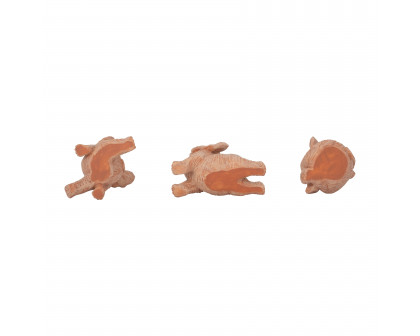 Sagebrook 6" Resin Stone Look Yoga Elephant (Set Of 3) - Natural