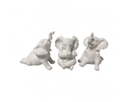 Sagebrook 6" Resin Stone Look Yoga Elephant (Set Of 3)