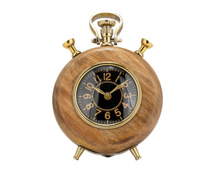 Sagebrook - 16" Mango Wood Round Table Clock