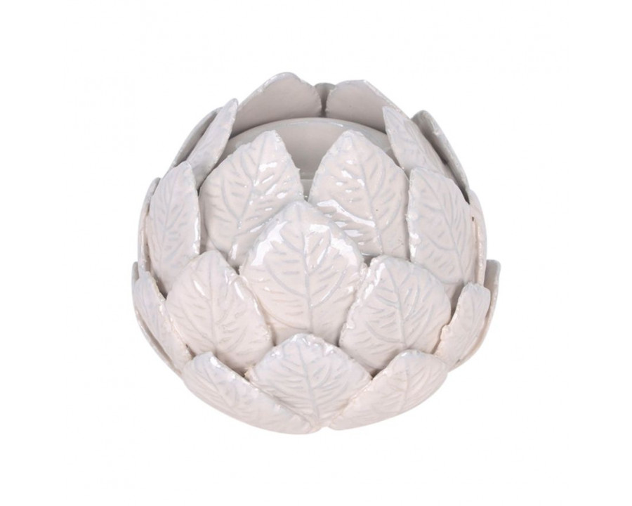 Sagebrook 5" Ceramic Lotus Ball Votive Holder - White