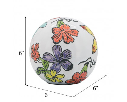 Sagebrook - 4"/5"/6" Ceramic Floral Orb (Set Of 3) in Multi