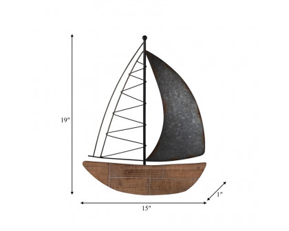 Sagebrook - Metal Boat Wall Decor in Brown