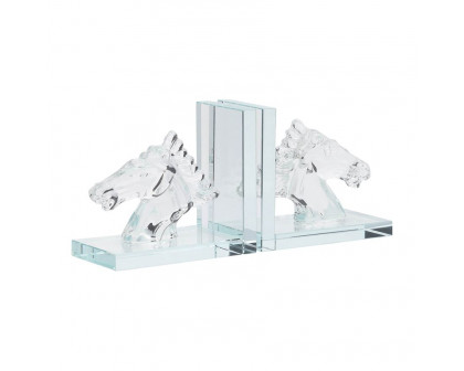 Sagebrook 5" Crystal Horse Bookends (Set Of 2)