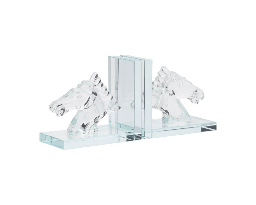 Sagebrook 5" Crystal Horse Bookends (Set Of 2)