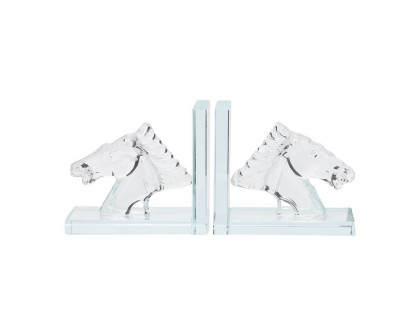 Sagebrook 5" Crystal Horse Bookends (Set Of 2)