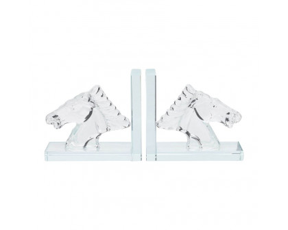 Sagebrook 5" Crystal Horse Bookends (Set Of 2)