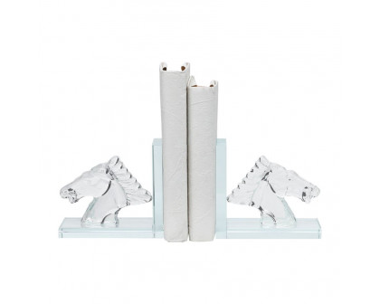 Sagebrook 5" Crystal Horse Bookends (Set Of 2)