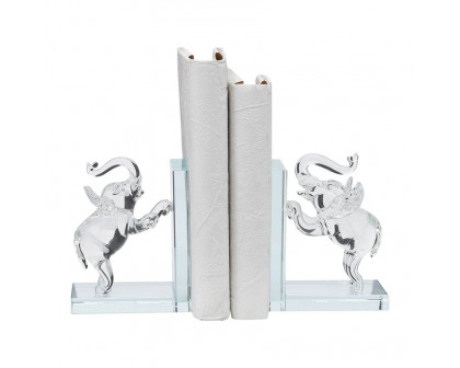 Sagebrook 5" Crystal Elephant Bookends (Set Of 2)