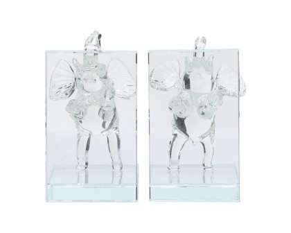 Sagebrook 5" Crystal Elephant Bookends (Set Of 2)