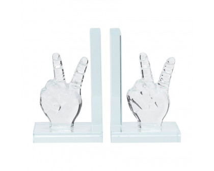 Sagebrook 6" Crystal Peace Sign Bookends (Set Of 2)