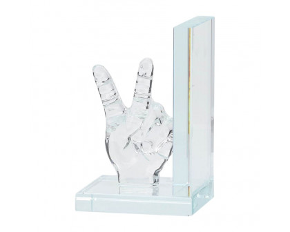 Sagebrook 6" Crystal Peace Sign Bookends (Set Of 2)