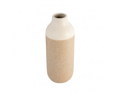 Sagebrook 12" Ceramic 2-Tone Vase - White/Tan