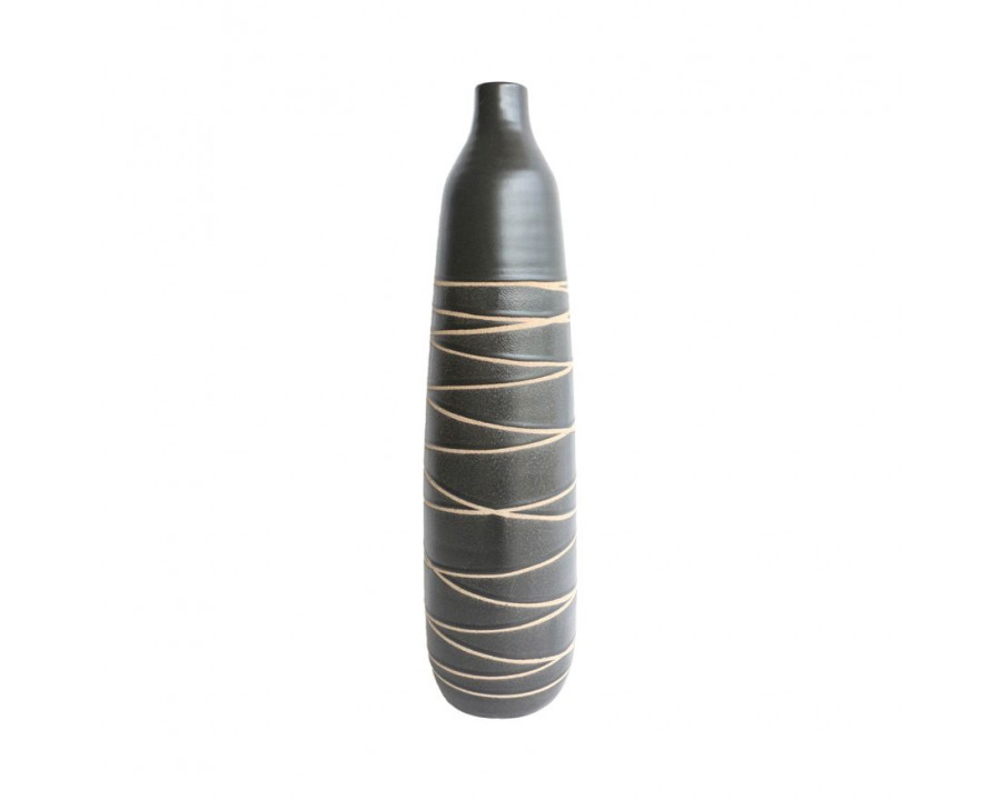 Sagebrook 21" Ceramic Tribal Vase - Black