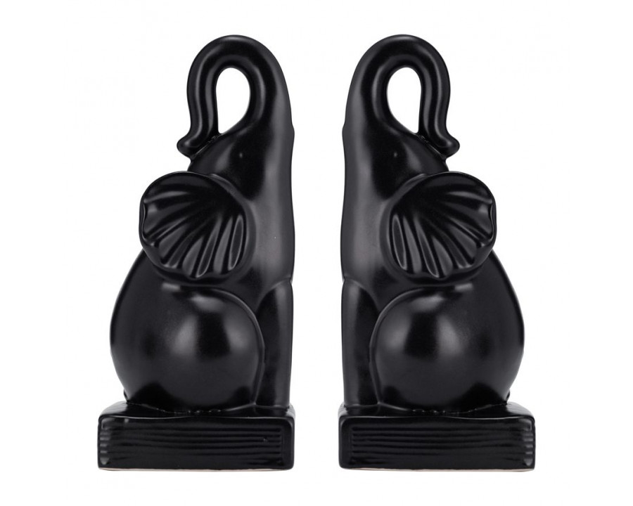 Sagebrook 8" Ceramic Elephant Bookends (Set Of 2) - Black