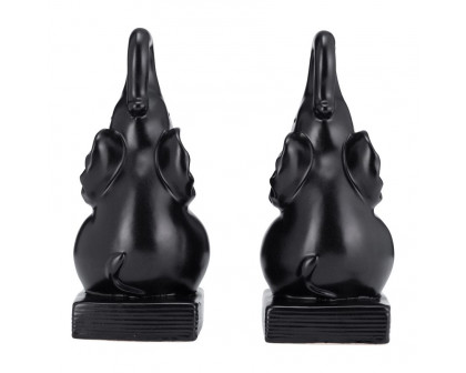 Sagebrook 8" Ceramic Elephant Bookends (Set Of 2) - Black