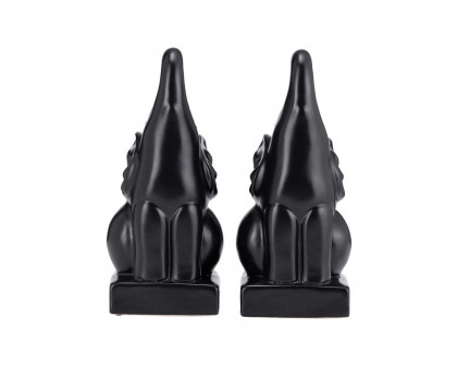 Sagebrook 8" Ceramic Elephant Bookends (Set Of 2) - Black