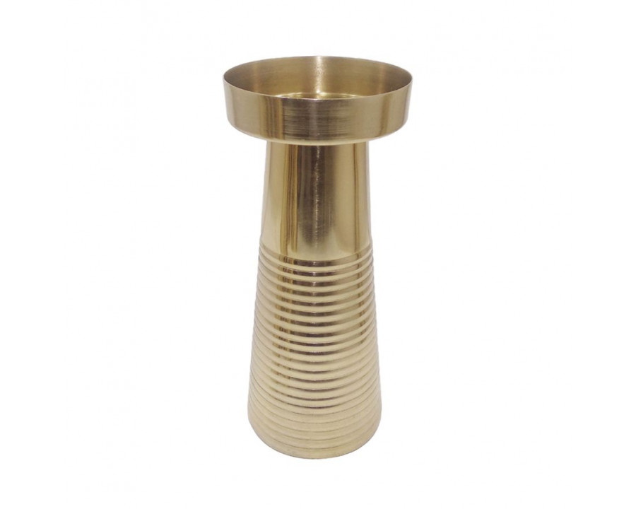 Sagebrook 10" Metal Striped Pillar - Gold